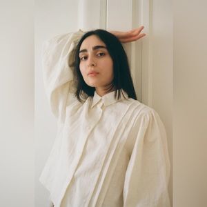 Ovate Cropped Poet Blouse with Oversized Sleeves